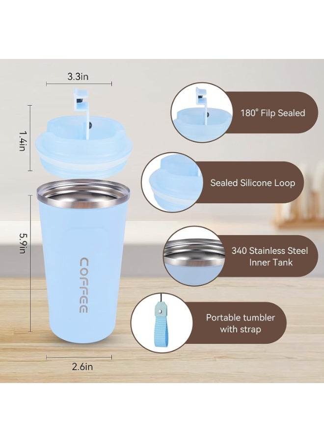 CLENEA Travel Coffee Mug 16 oz, Insulated Coffee Cups with Lid, Thermos Stainless Steel Coffee Mugs Spill Proof, Double Wall Vacuum Tumbler, Reusable To Go Mug for Hot/Ice Coffee - Image 2